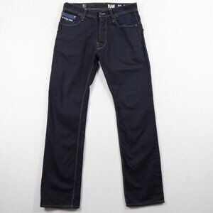 G Star Raw Jeans Mens 30x32 (Fits 31.5x31) Blue Waxed Dark Wash Tapered 3301